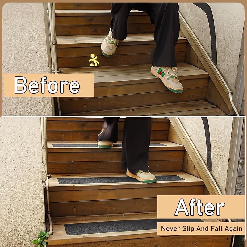 CHUANGSEED Stair Non-Slip Tape 8'' x 30'' (12-Pack), Heavy Duty Black Grit Anti-Slip,Indoor and Outdoor,High Traction Adhesive Treads Suitable for Most Slippery Surfaces - Image 5